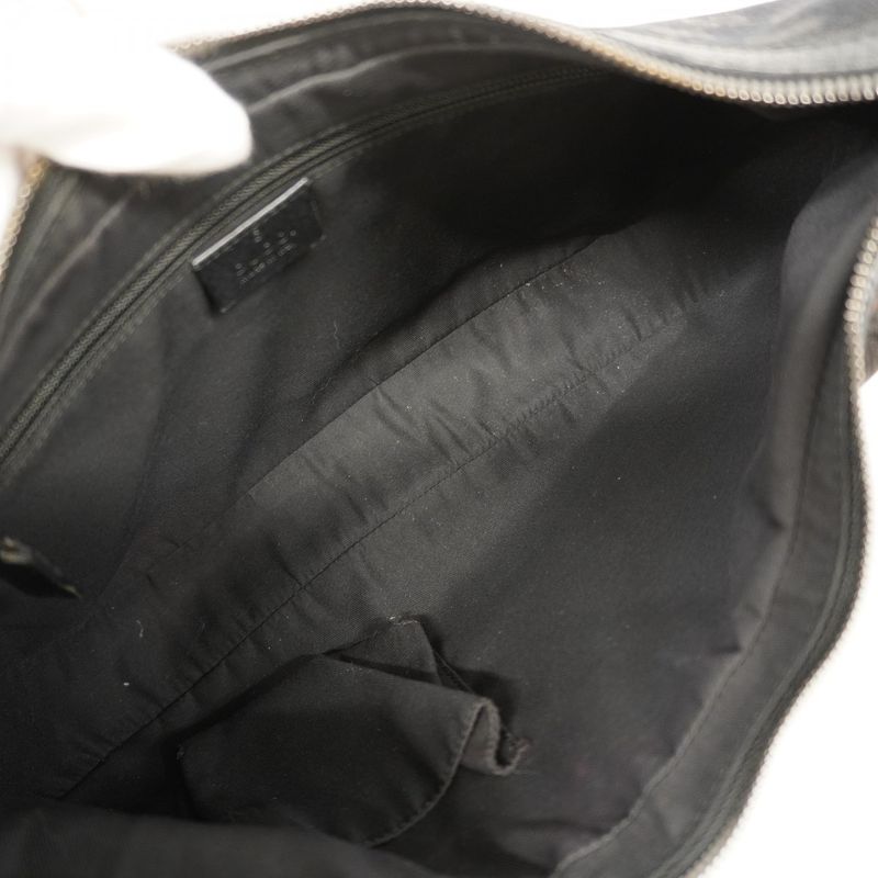 Gucci Shoulder Bag GG Canvas 122790 Canvas Black Silver Hardware Women