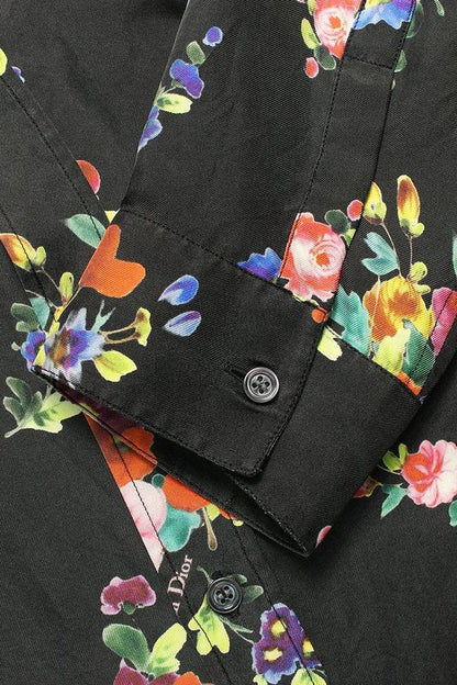 Dior 19SS 923c561w6009 BEE Embroidered All Over Silk Long Sleeve Shirt Men's 41