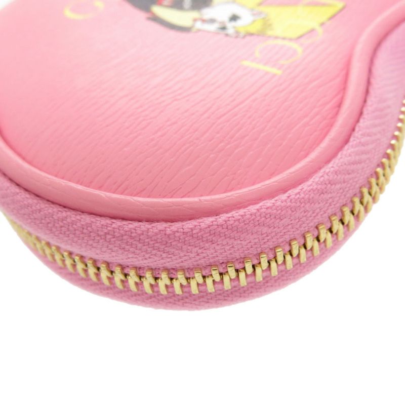 Gucci X Bananya Heart Leather Pink 701062 Coin Case Wallet Key Ring 1073 Gucci