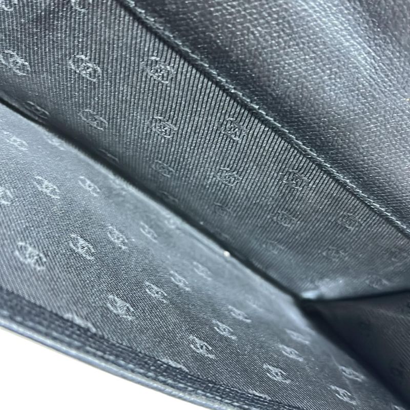 Chanel Long Wallet Coco Button A20905 Black Gold Hardware Leather