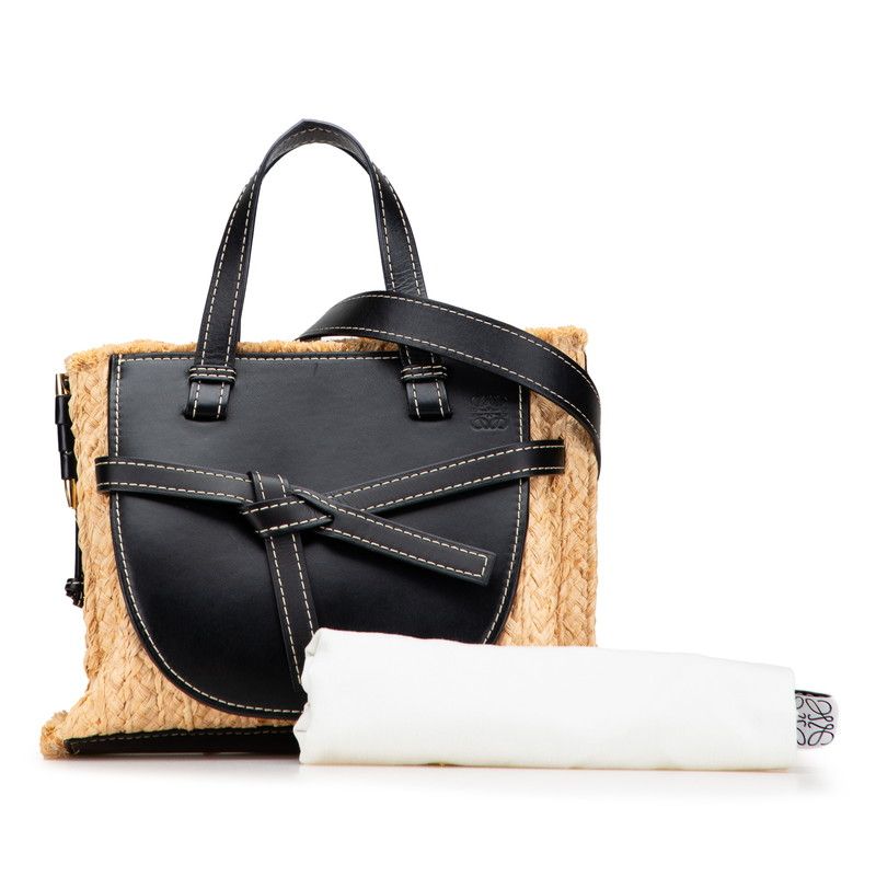 Loewe Anagram Gate Top Handle Small Handbag Shoulder Bag 2WAY Black Beige