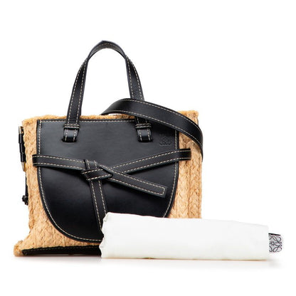 Loewe Anagram Gate Top Handle Small Handbag Shoulder Bag 2WAY Black Beige