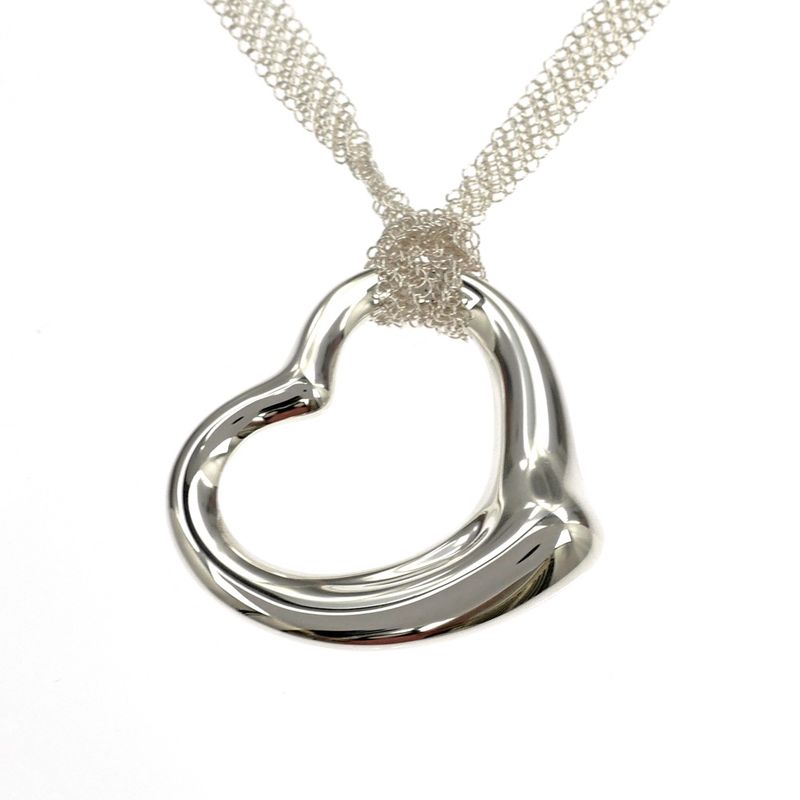 Tiffany & Co Necklace Open Heart Mesh Chain Ag925 SV Pendant Jewelry