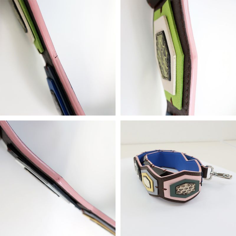 Fendi Strap Yu-croc Brown Blue-pink Multicolor-shoulder-strap