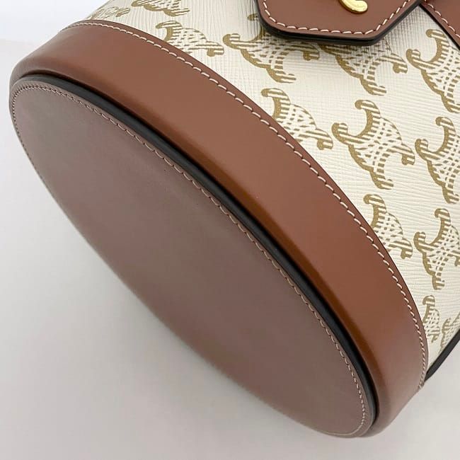 Celine Shoulder Bag Tambour White Brown Triomphe