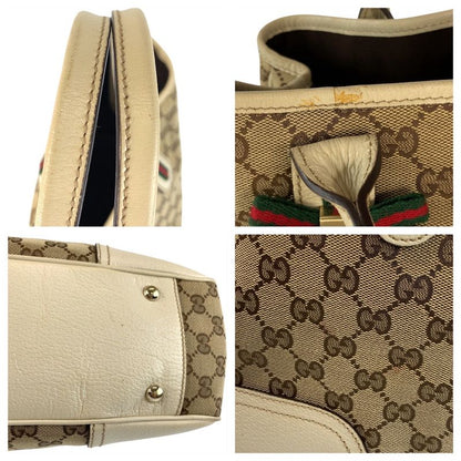 Gucci Princy Sherry Line Beige GG Canvas 163805 Tote Bag Shoulder Bag Women