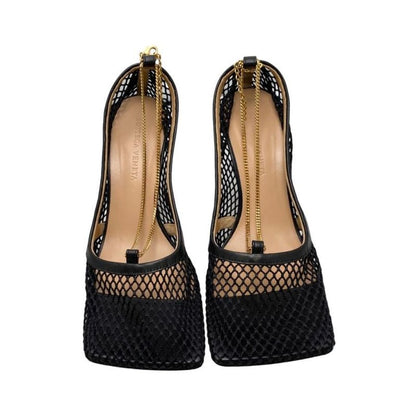 Bottega Veneta Stretch Pumps Mesh Chain High Heel 578321vbps11058 38 1 2 Nero