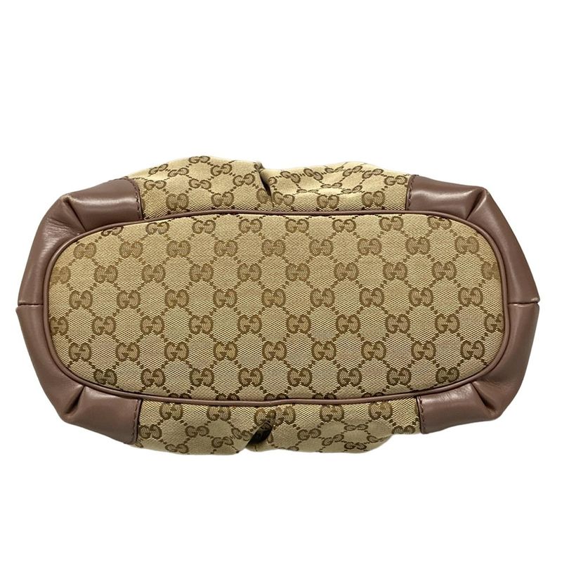 Gucci Handbag Sookie GG Pattern 247902 Beige Dark Brown And Purple Leather