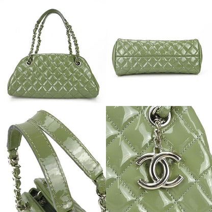 Chanel Handbag Mademoiselle Beau Ring Coco Mark Enamel Green Silver Hardware