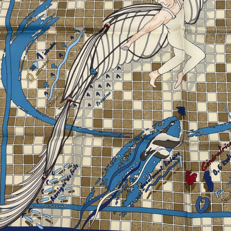 Hermes Dajarlecant Flying Technique Handkerchief Scarf 100% Silk Scarf Multicolo