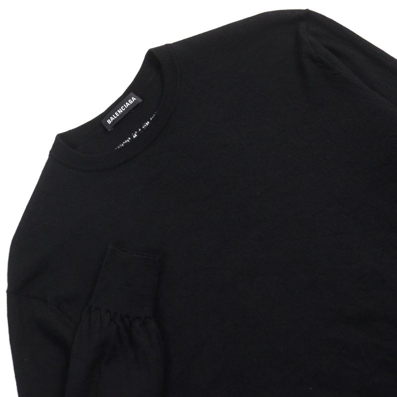 Balenciaga 524992 99% Virgin Wool Logo Embroidery Crew Neck Light Hand Knit