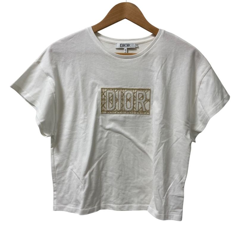 Dior Logo Cannage Embroidery Cotton Short Sleeve T-Shirt Kids Size 12 White