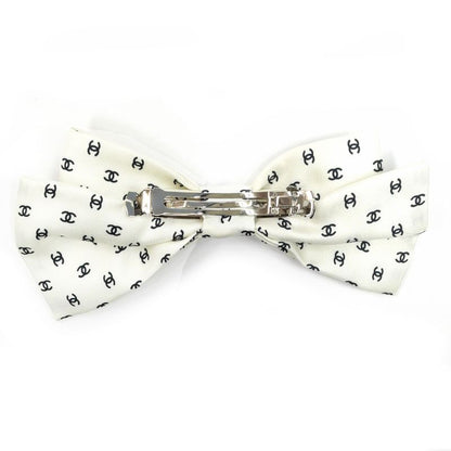 Chanel Valletta Aaa821 Ribbon White Logo COCO Silver-hardware Hair
