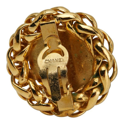 Chanel Coco Mark Round Barley Ear Of Rice Motif Gold Plated Ladies Chanel