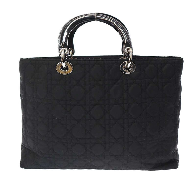 Christian Dior Vintage Quilted Cannage Tote Bag Black