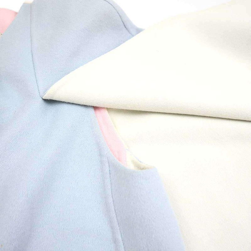 Fendi Leather Pocket Double Face Cape Coat Sac Blue 38 Ff8129 W1d