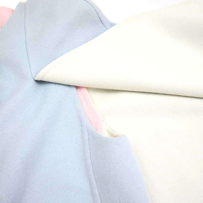 Fendi Leather Pocket Double Face Cape Coat Sac Blue 38 Ff8129 W1d