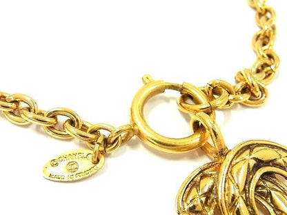 Chanel Coco Mark 3857 Necklace Pendant Accessory Ladies Gold Fe4896