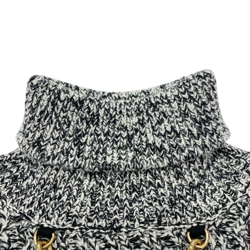 Louis Vuitton Top Wool Black White Gold Knit Circle Logo Chain Turtleneck