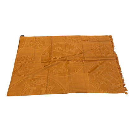 895 Hermes Shawl New Livris 220 Orange-Brown Large Shawl Cashmere Silk Hermes