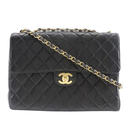 Chanel Deca Matelasse Double Chain Vintage Lambskin Black Ladies Shoulder Bag