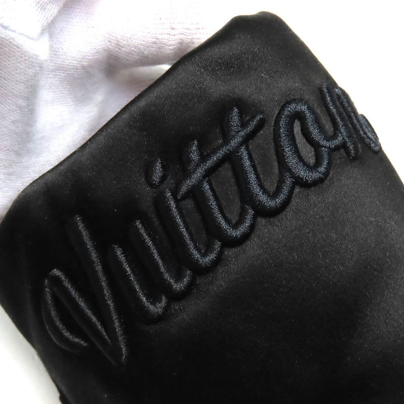 Louis Vuitton LV Sweet Line Logo Embroidery Satin Slippers Room Shoes Black