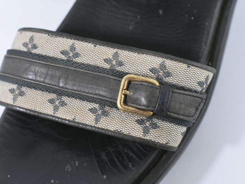 Authentic Louis Vuitton LV Monogram Comfort Sandals 36 Leather Canvas Black