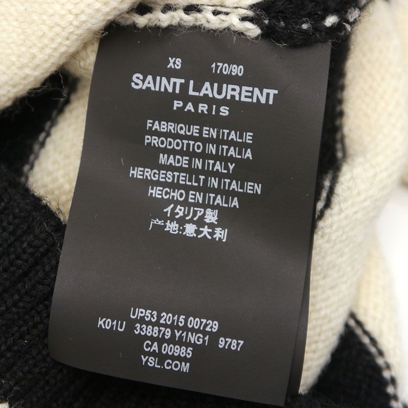 Saint Laurent Striped Knit 338879 Y1ng1 9787 XS Black White