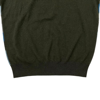 Hermes Short Sleeve Sweater Intarsia Mayon Puzzle Knit Size S Cashmere Gray