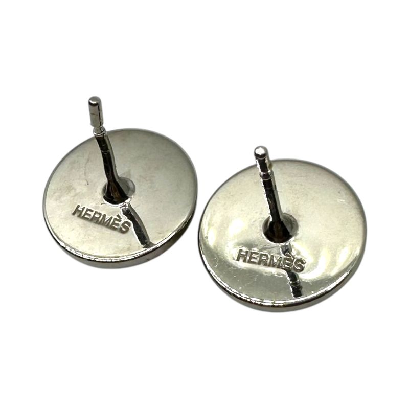Hermes Eclipse Pierced Earrings Eclipse Earrings Silver and White on Both Ears