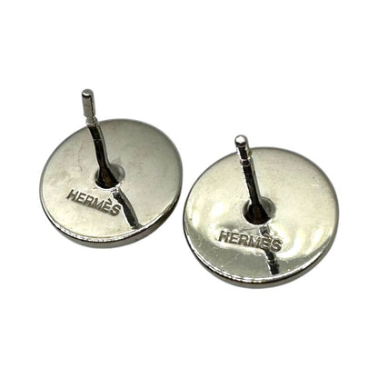 Hermes Eclipse Pierced Earrings Eclipse Earrings Silver and White on Both Ears