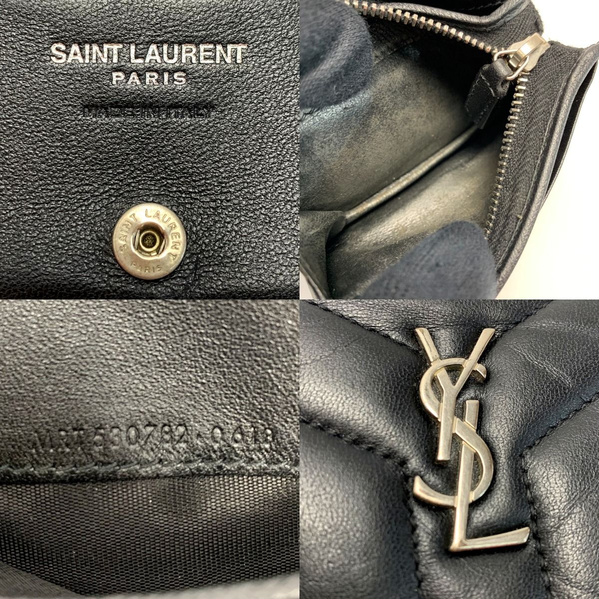 Saint Laurent(Yves Saint Laurent) Leather YSL Black Wallet Bifold Women's