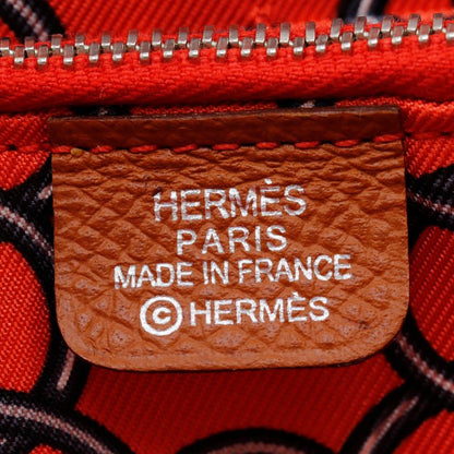 Hermes Azap Silk-in Vaux-epson Brown □Q Ladies Long Wallet