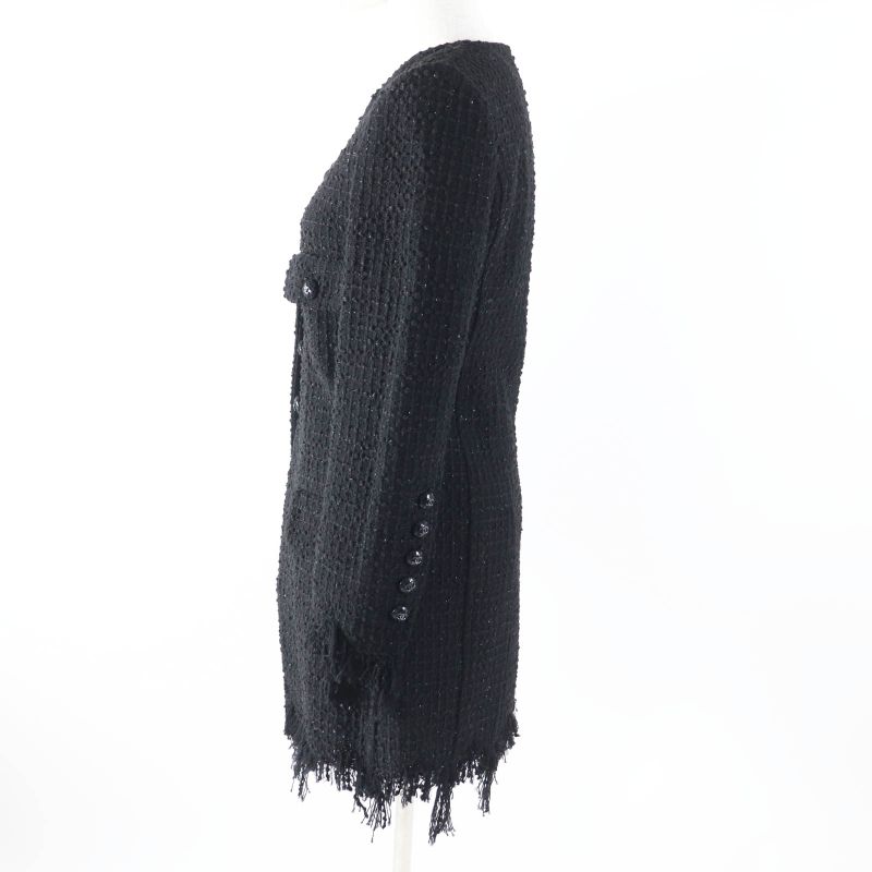 CHANEL 22C P71826 Runway Wear Rhinestone Coco Button Iridescent Tweed Coat