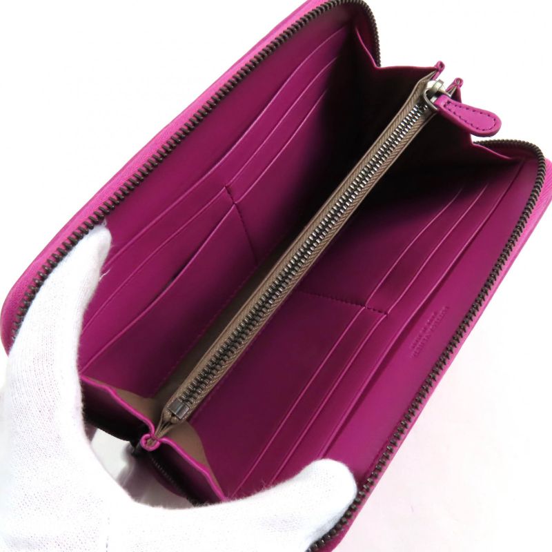 Bottega Veneta 114076 Intrecciato Round Zip Leather Long Wallet