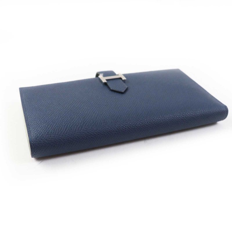 Hermes Bearn Souffle Verso Blue Prus/vert Fizz Silver Hardware Vaux Epson Long