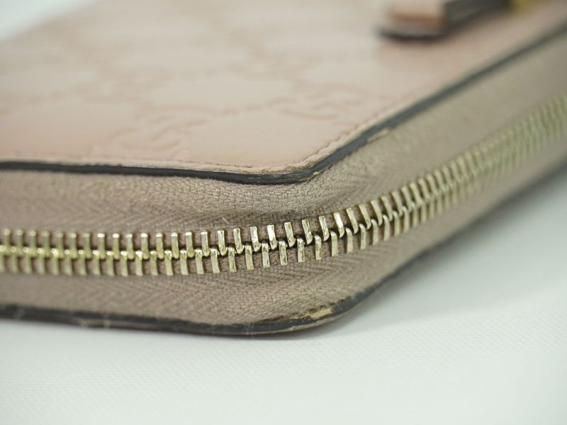 Authentic Gucci Ribbon Round Zipper Long Wallet Long Wallet Guccissima Leather