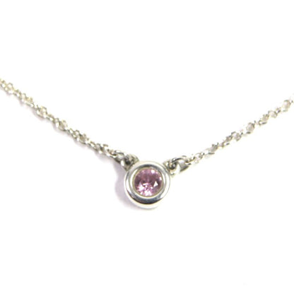  Tiffany & Co By-the-yard Ag925 1P Pink Sapphire Chain Necklace Silver Pink