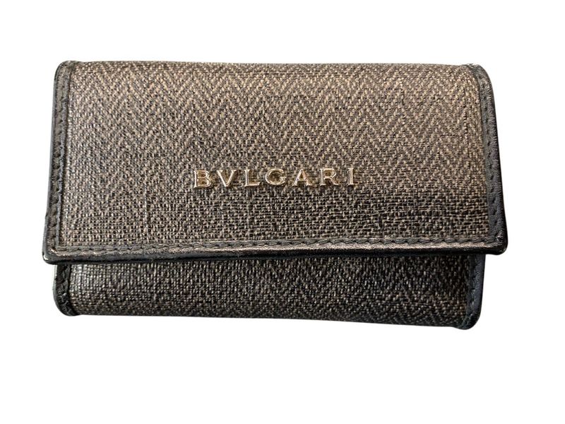 1991bvlgari Key Case 6-Stacks Weekend Silver Hardware Gray Pre-Owned