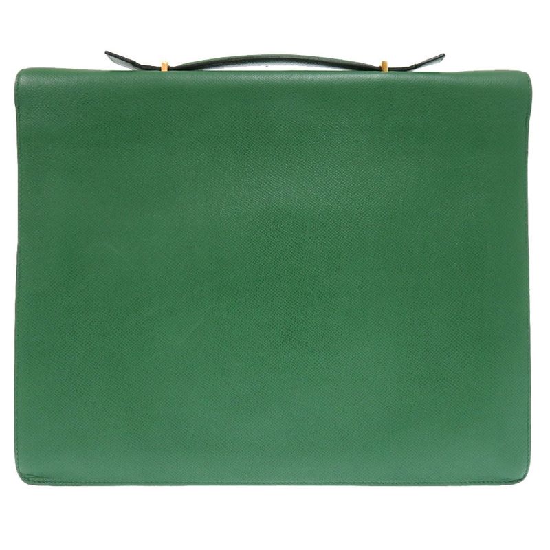 Hermes Kelly Cross Courchevel Vert Gold Hardware 00X Engraved Briefcase Bag