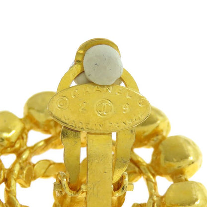 Chanel Coco Rhinestone Earrings Metal Ladies