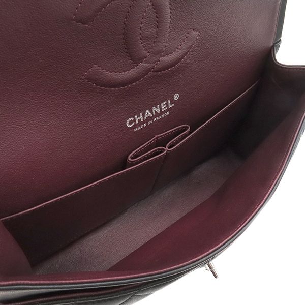 Chanel Shoulder Bag Matelasse 25 Flap Bag Lambskin Black Silver Hardware Black