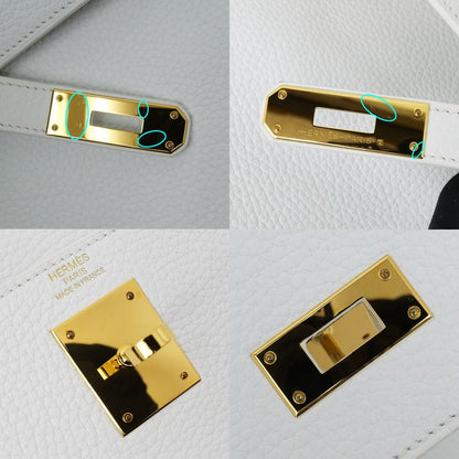 Hermes Kelly 28 Blanc Gold Hardware Y Engraved Taurillon Inner Sewing