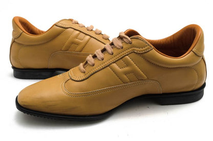 Hermes Shoes Sneakers Shoes Low Cut Ladies Women Leather Genuine Beige Quick H
