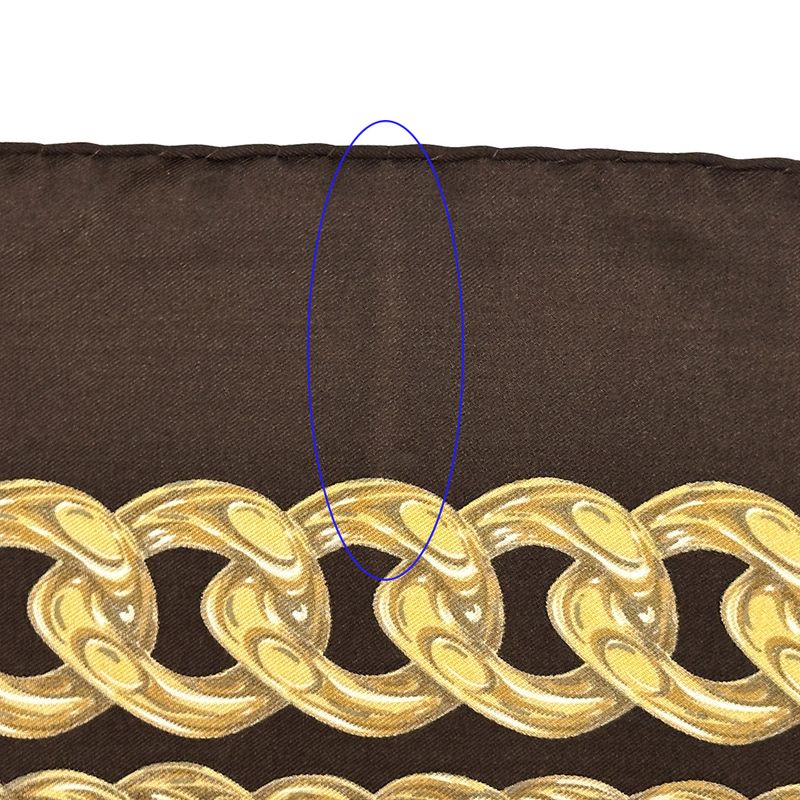 Chanel Scarf Women's Brand Cambon Coco Mark Silk Brown Yellow Chain Gold Dark