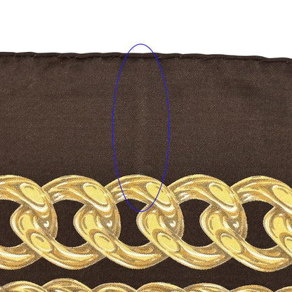 Chanel Scarf Women's Brand Cambon Coco Mark Silk Brown Yellow Chain Gold Dark
