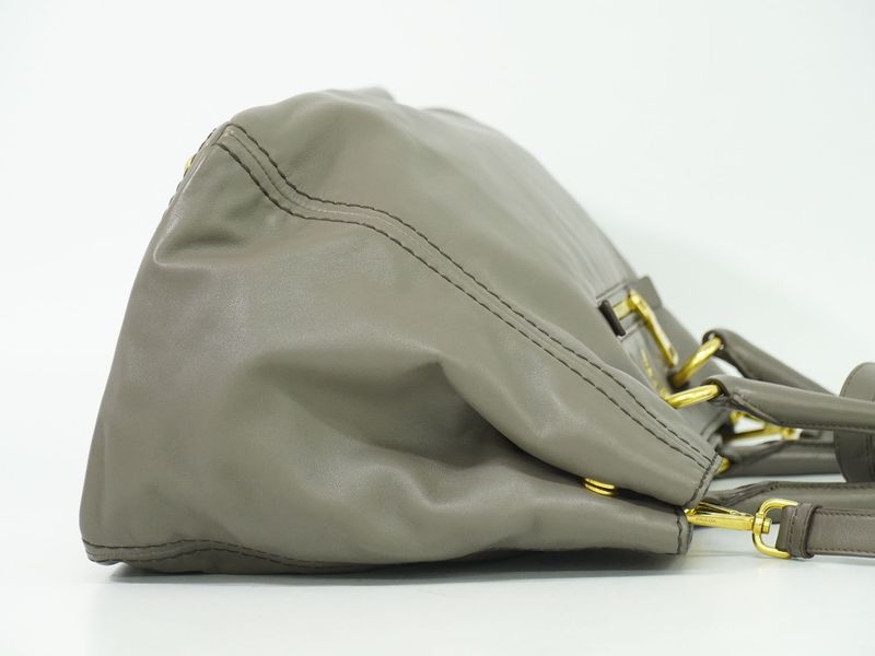 Authentic Prada Leather 2WAY Shoulder Bag Handbag Gray Bn2103 Bag Pre-owned