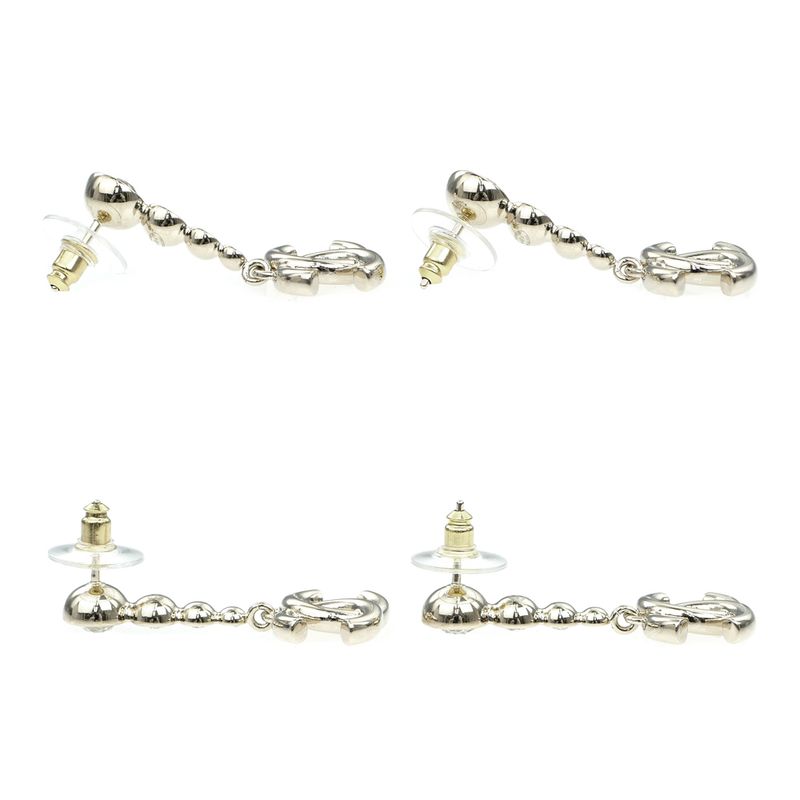 Pair Of Chanel Earrings Coco Mark CC Mark Abe124 B24 B Silver Accessorie