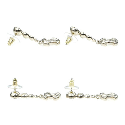 Pair Of Chanel Earrings Coco Mark CC Mark Abe124 B24 B Silver Accessorie