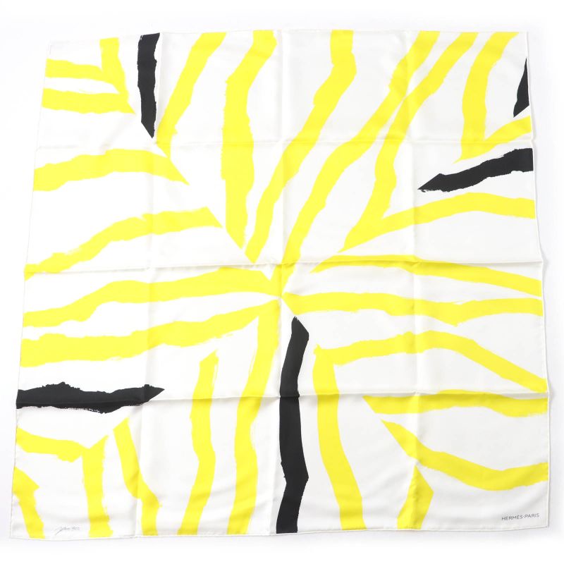 Hermes Carre Geant Carre 90 Rosace DE Janos BER 100% Silk Scarf Yellow With Box